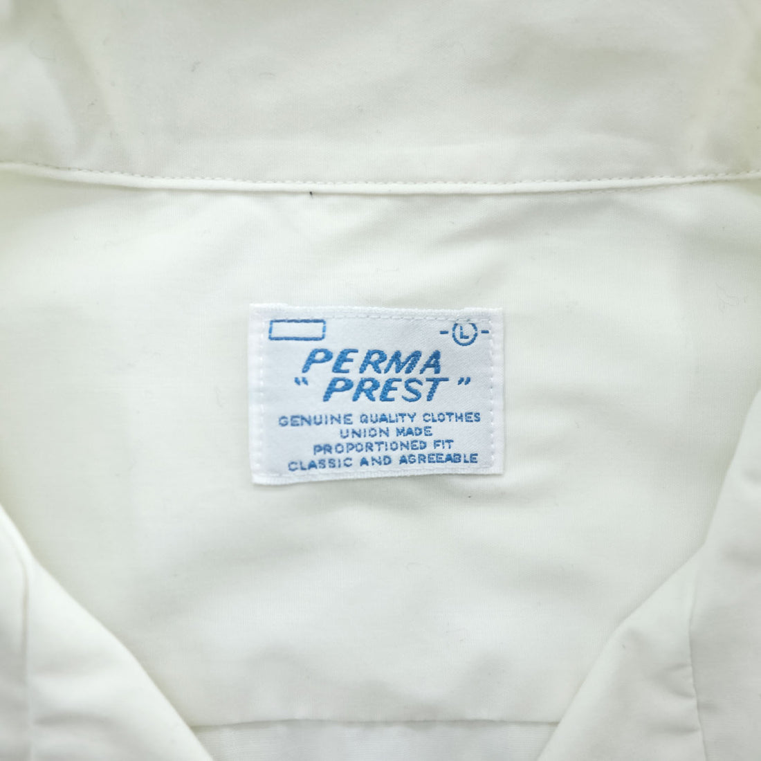 PERMA PREST オープンカラー 半袖シャツ L ホワイト 開襟 ボックス 65/35 ポリコットン
