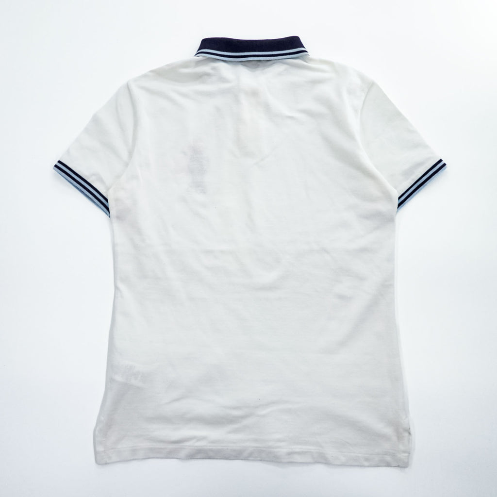 Polo Ralph Lauren Polo Bear Polo Shirt, Size S, White, One-Point Logo, Custom Slim Fit, Ribbed Line, Piqué Knit