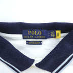 Polo Ralph Lauren Polo Bear Polo Shirt, Size S, White, One-Point Logo, Custom Slim Fit, Ribbed Line, Piqué Knit