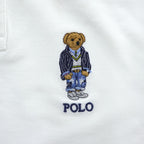 Polo Ralph Lauren Polo Bear Polo Shirt, Size S, White, One-Point Logo, Custom Slim Fit, Ribbed Line, Piqué Knit