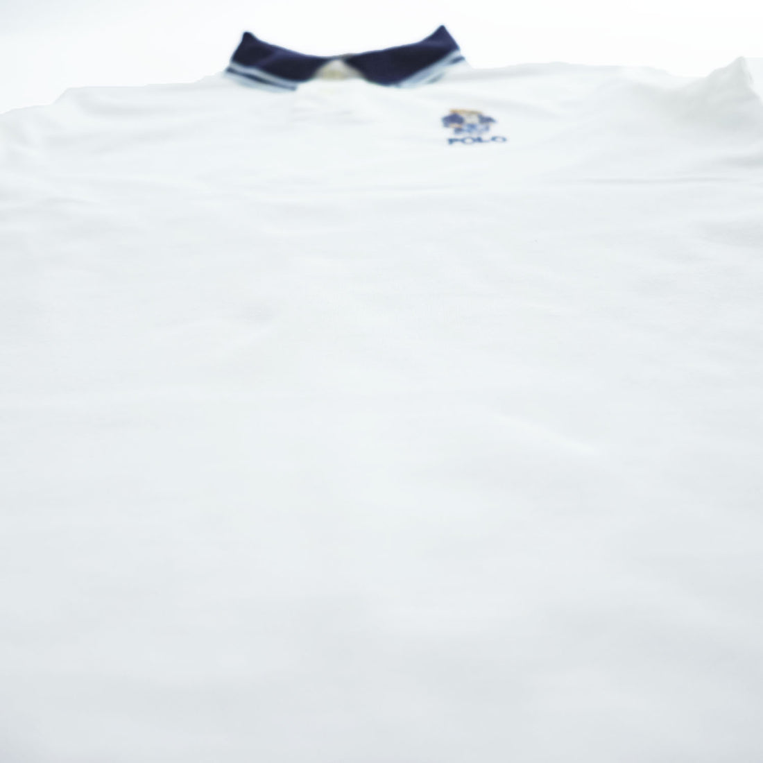 Polo Ralph Lauren Polo Bear Polo Shirt, Size S, White, One-Point Logo, Custom Slim Fit, Ribbed Line, Piqué Knit