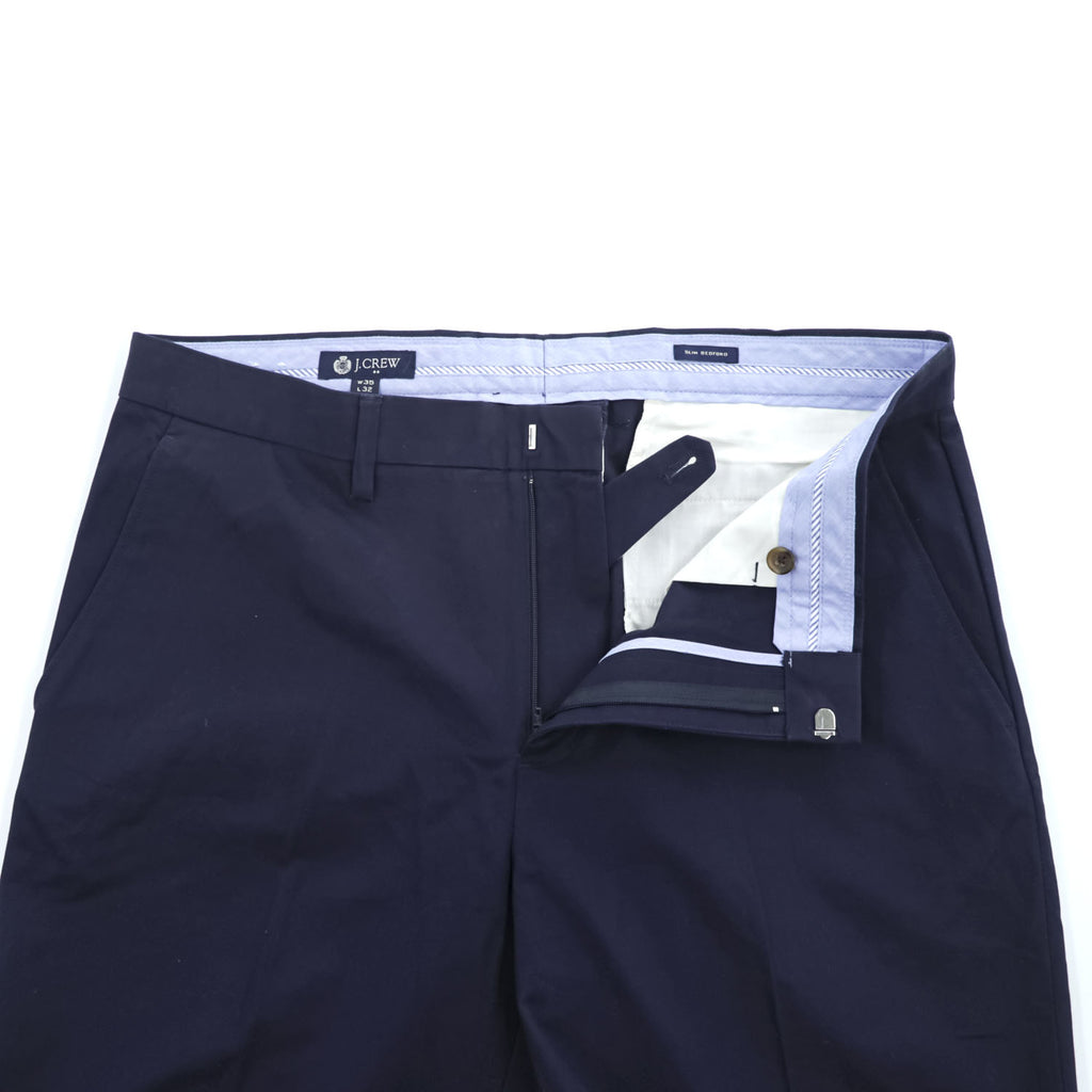 J.CREW スラックス パンツ チノパン W35 L32 ネイビー SLIM BEDFORD コットン