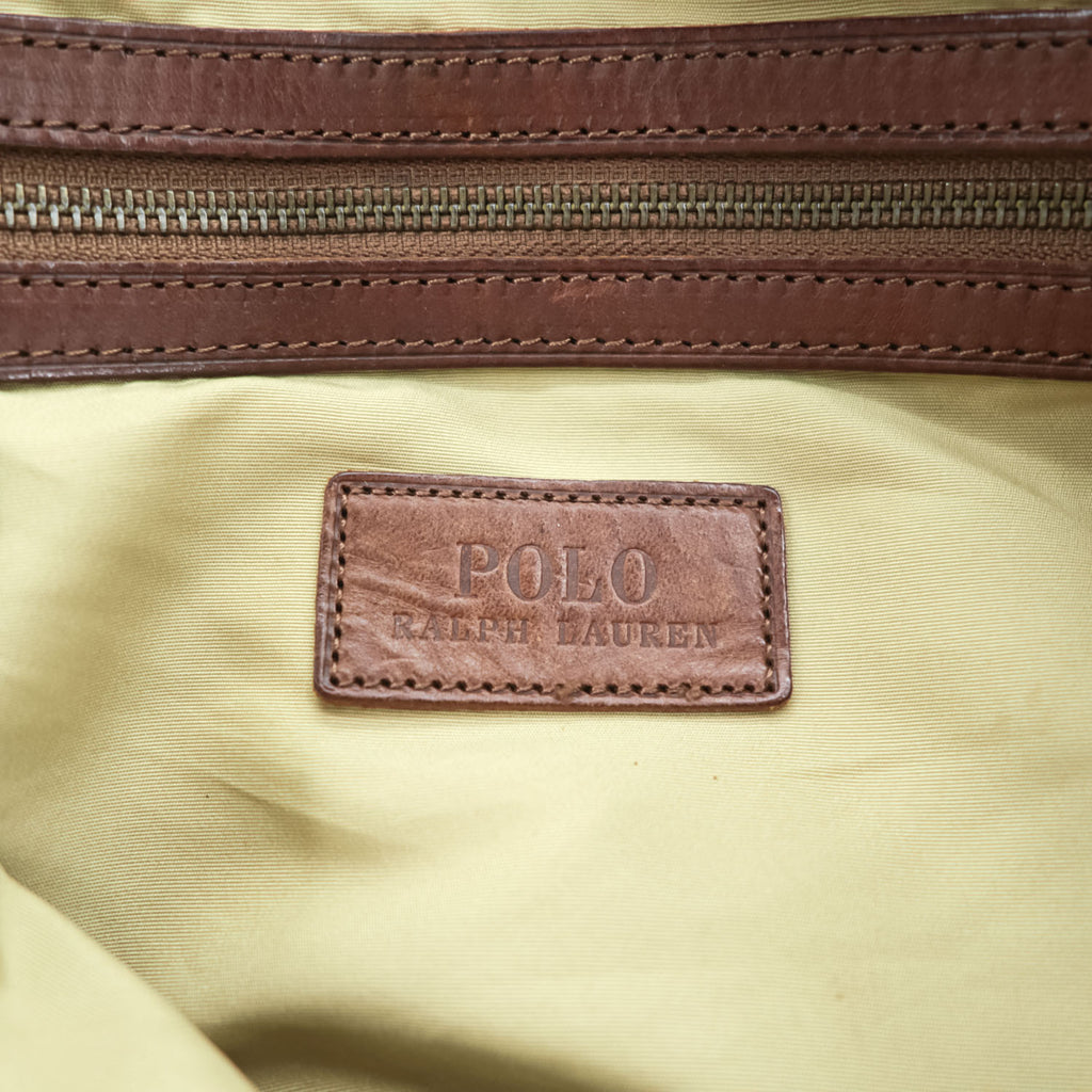 Polo Ralph Lauren ショルダーバッグ 2WAY トートバッグ オリーブグリーン ナイロン レザー