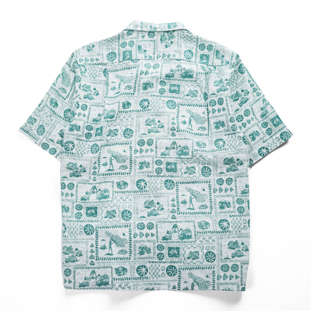 Patagonia パタロハ pataloha オープンカラー 開襟 ヘンプ アロハシャツ Limited Edition グリーン ホワイト 総柄 ココナツボタン 52550