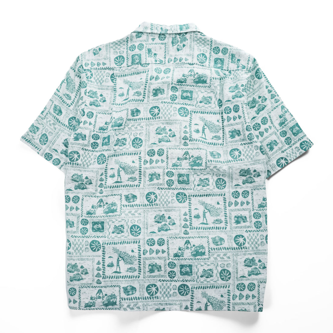 Patagonia パタロハ pataloha オープンカラー 開襟 ヘンプ アロハシャツ Limited Edition グリーン ホワイト 総柄 ココナツボタン 52550