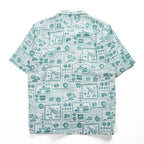 Patagonia パタロハ pataloha オープンカラー 開襟 ヘンプ アロハシャツ Limited Edition グリーン ホワイト 総柄 ココナツボタン 52550