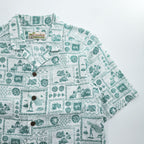 Patagonia パタロハ pataloha オープンカラー 開襟 ヘンプ アロハシャツ Limited Edition グリーン ホワイト 総柄 ココナツボタン 52550