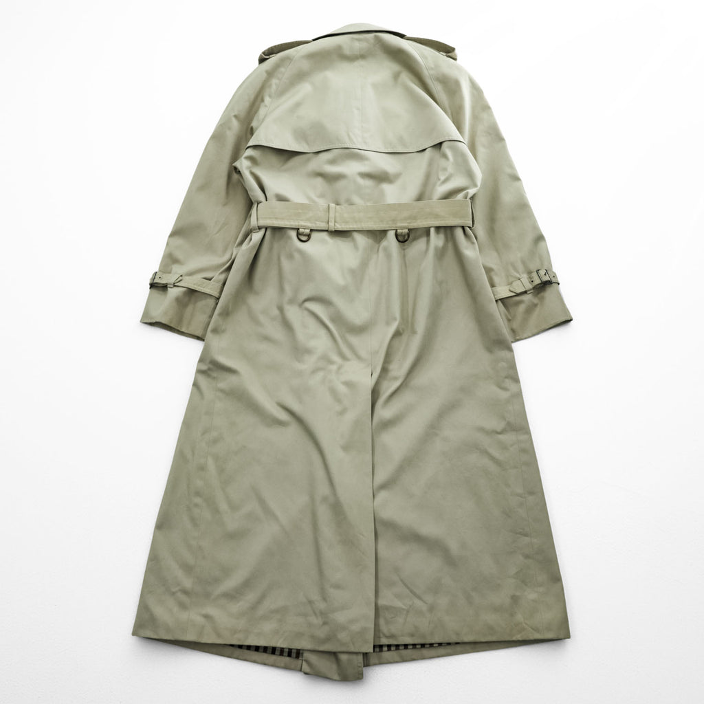 70s Vintage Aquascutum Aqua 5 Made in England Beige Double Breasted Trench Coat Club Check Lining Belted