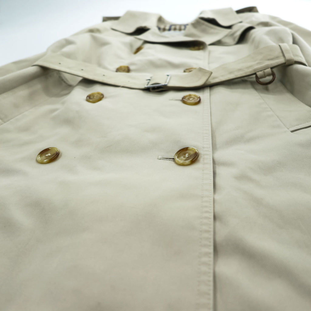 70s Vintage Aquascutum Aqua 5 Made in England Beige Double Breasted Trench Coat Club Check Lining Belted