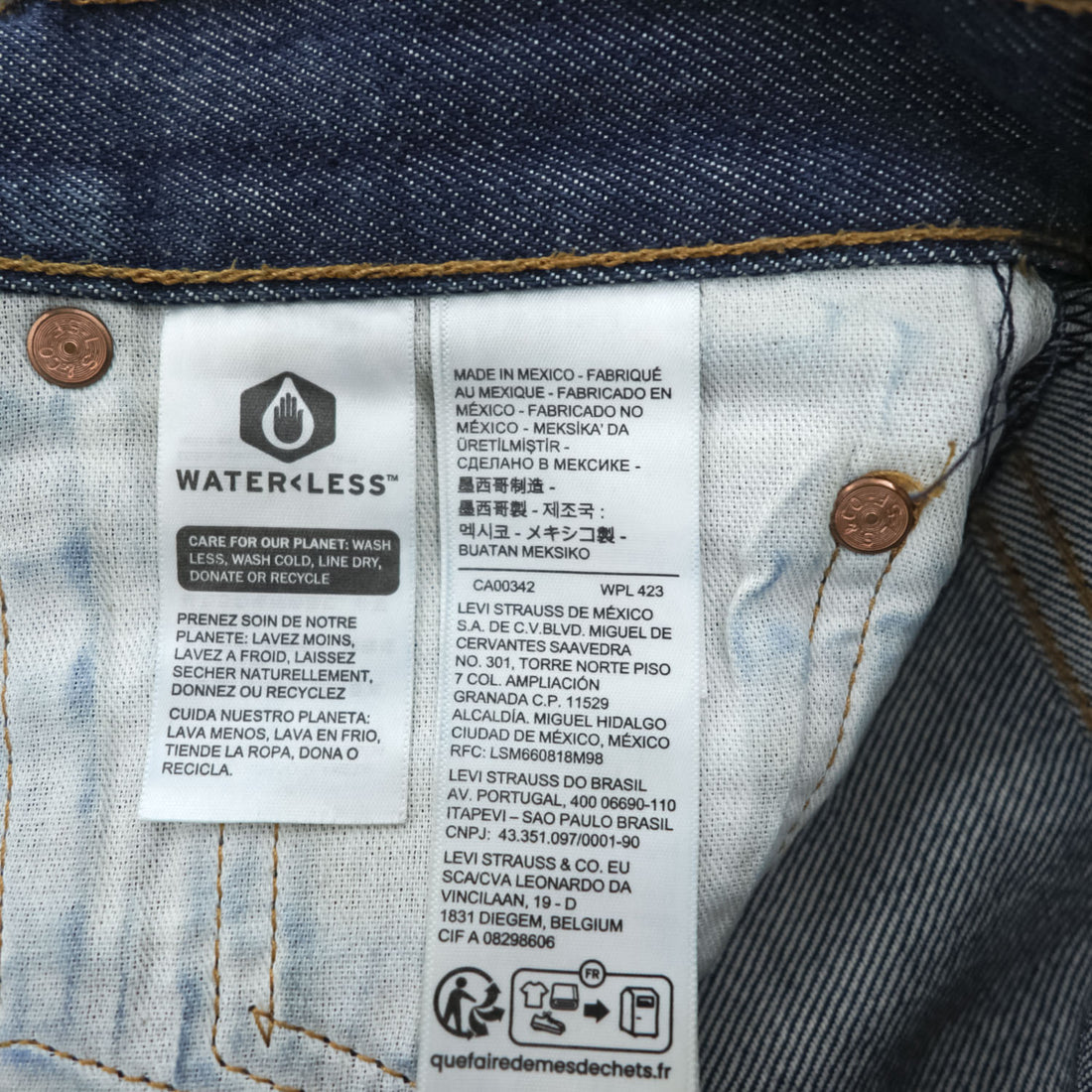 Levi's 501 デニムパンツ ジーンズ M インディゴ ブルー ボタンフライ 濃紺 リジッド 00501-0000