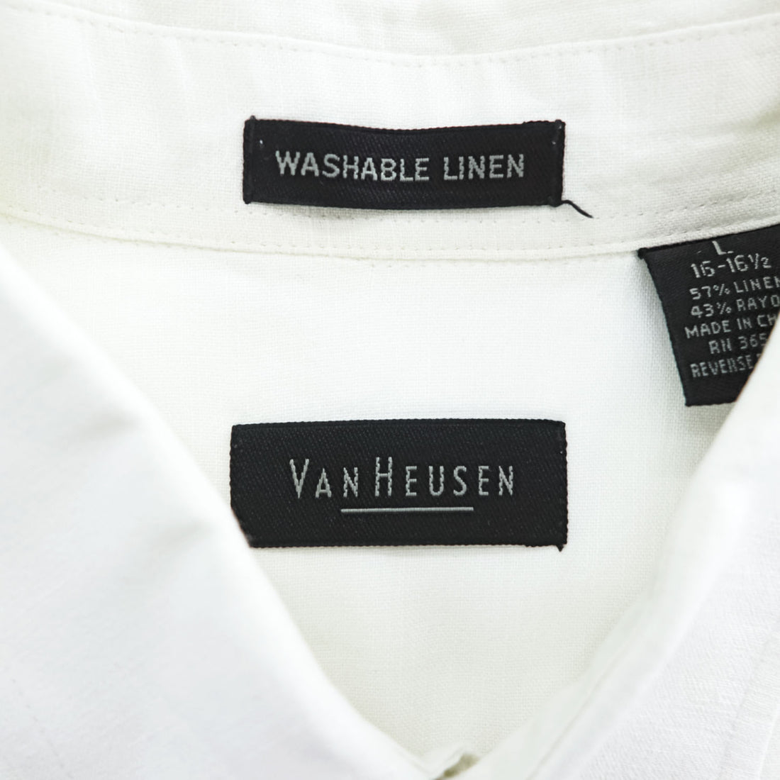 VAN HEUSEN 90年代 ヴィンテージ ウォッシャブルリネン 半袖シャツ L ホワイト WASHABLE LINEN ボックスシルエット