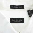 VAN HEUSEN 90年代 ヴィンテージ ウォッシャブルリネン 半袖シャツ L ホワイト WASHABLE LINEN ボックスシルエット