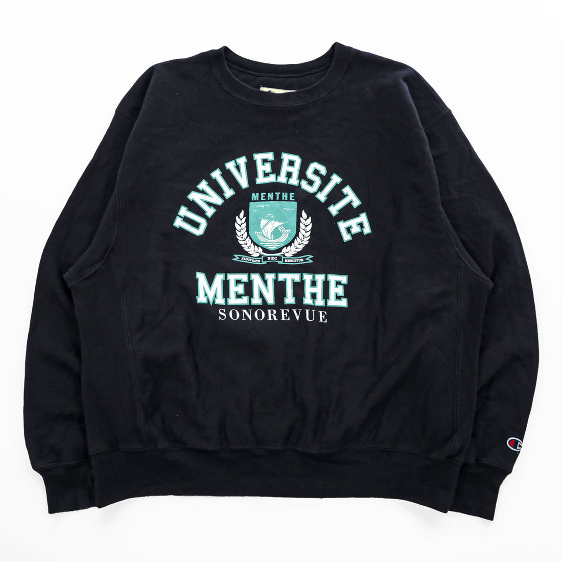 Champion 00年代 リバースウィーブ Premium Reverse Weave スウェット トレーナー L ブラック 裏起毛 カレッジ アーチロゴ 3段プリント