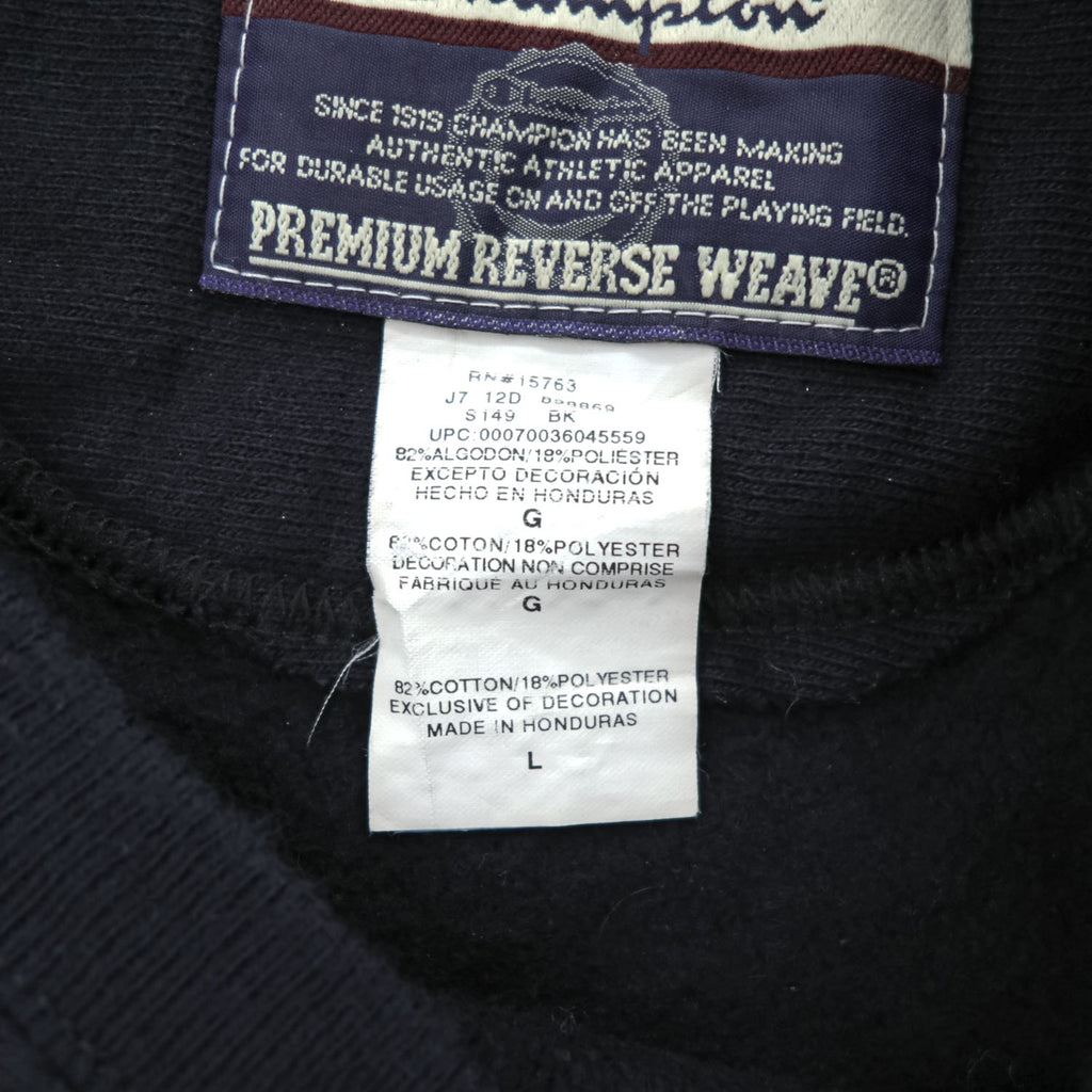 Champion 00年代 リバースウィーブ Premium Reverse Weave スウェット トレーナー L ブラック 裏起毛 カレッジ アーチロゴ 3段プリント