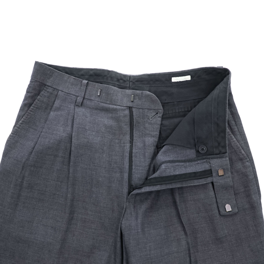 COMOLI 日本製 リネンウール2タック パンツ スラックス M グレー プリーツ 15S-03001