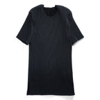 ISSEY MIYAKE FETE 日本製 プリーツ 半袖 カットソー Tシャツ M サイドスリット ブラック ラウンドネック IF62FJ491