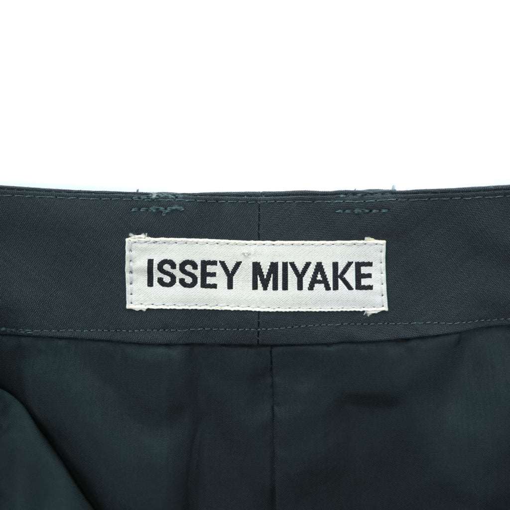 ISSEY MIYAKE 日本製 フロントスリット ロングスカート L ブラック ダークグリーン キュプラ
