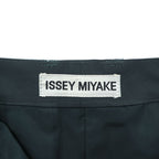 ISSEY MIYAKE 日本製 フロントスリット ロングスカート L ブラック ダークグリーン キュプラ