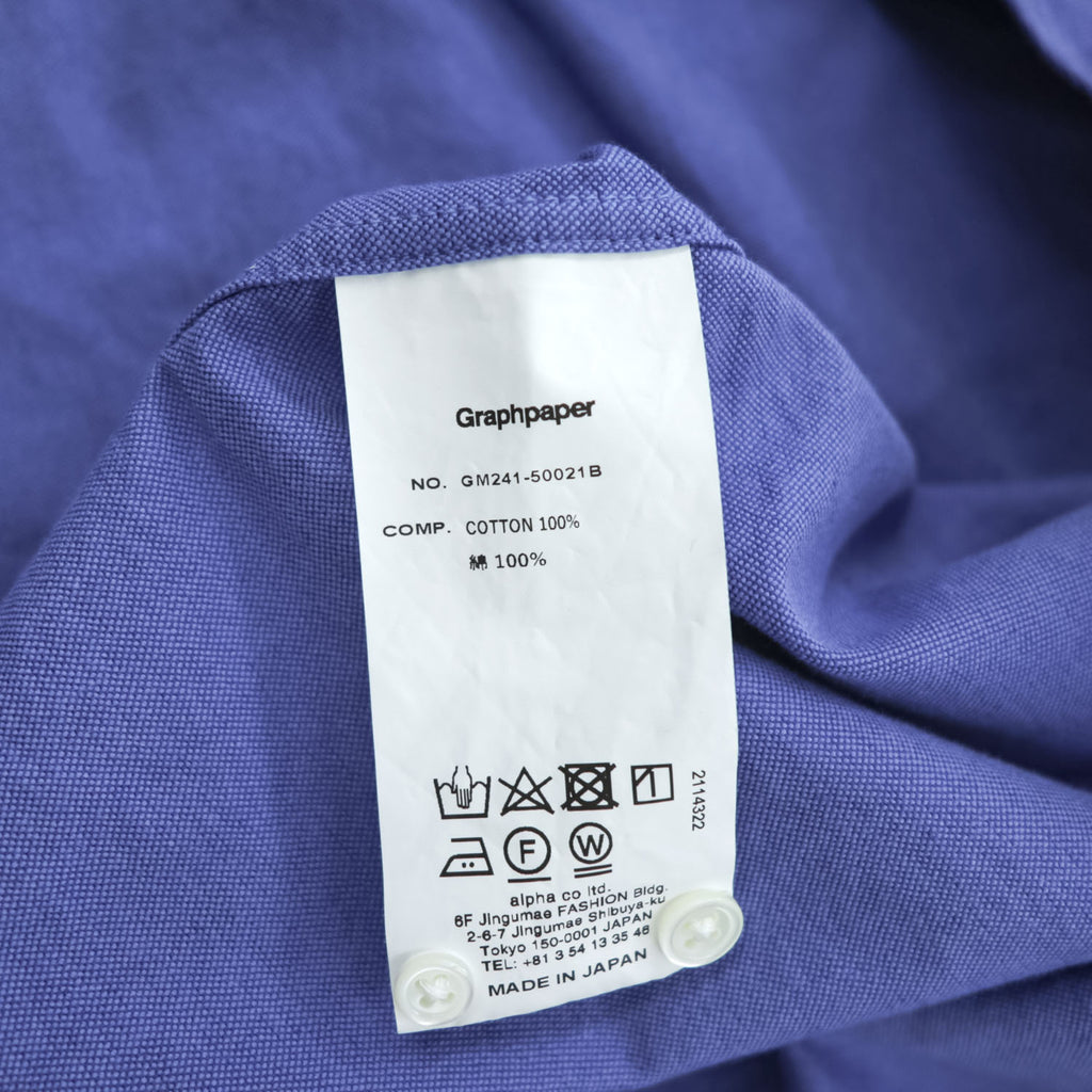 Graphpaper 長袖 オックスフォードシャツ Oxford Oversized B.D.SHIRT ブルー ボタンダウン 24SS GN241-50021B 日本製