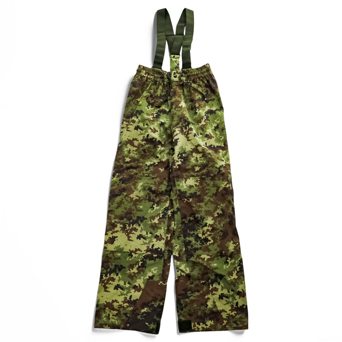Italian Army Military Overpants オーバーオール レインパンツ L カーキ 防水 イタリア軍 オーバーパンツ サスペンダー付き ダブルニー ベジタトカモ E.I.