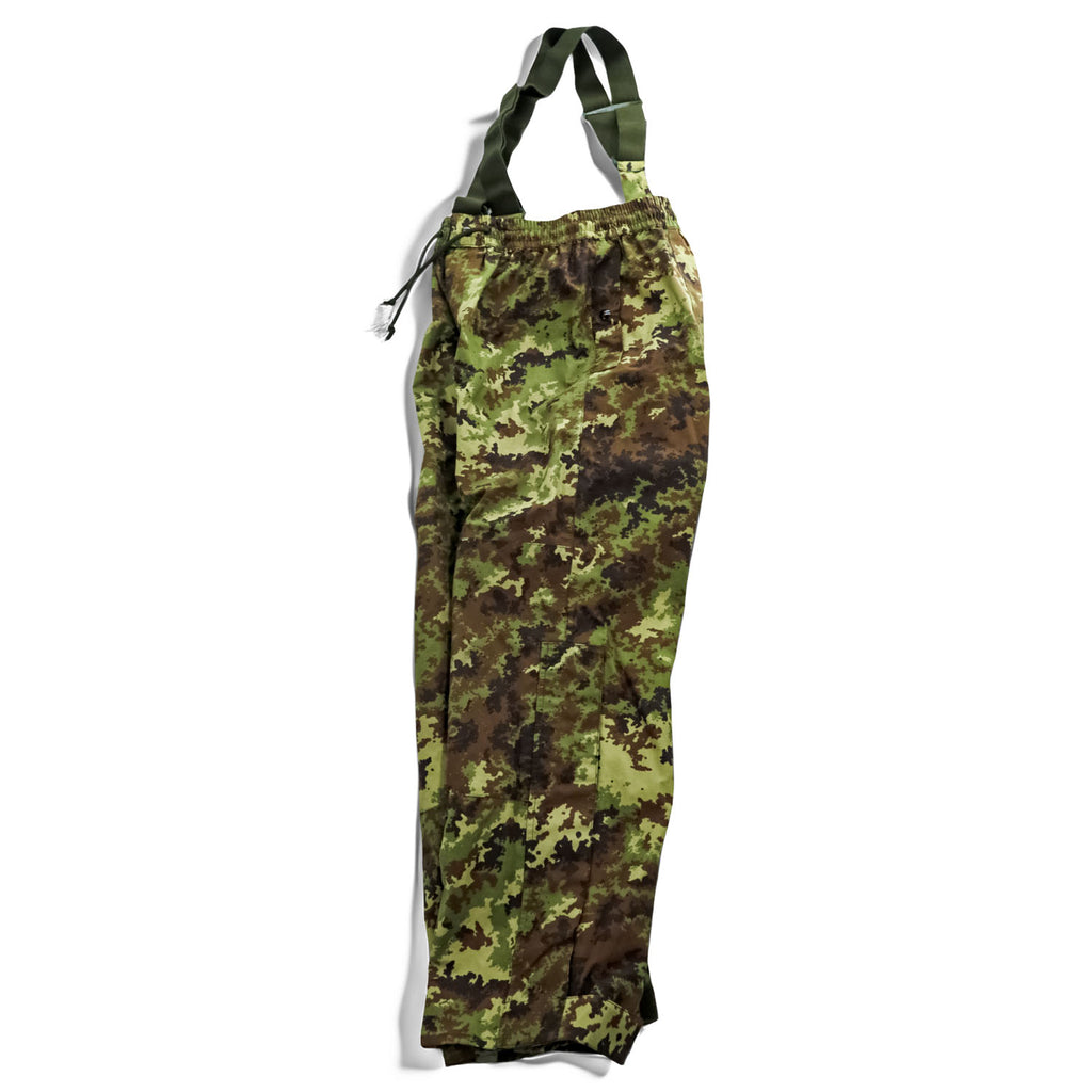 Italian Army Military Overpants オーバーオール レインパンツ L カーキ 防水 イタリア軍 オーバーパンツ サスペンダー付き ダブルニー ベジタトカモ E.I.
