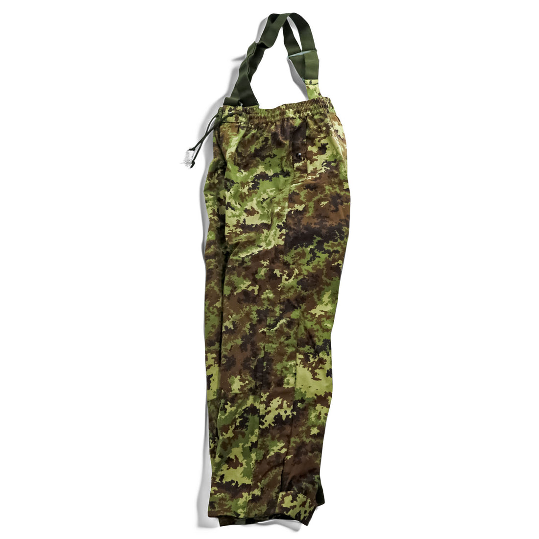 Italian Army Military Overpants オーバーオール レインパンツ L カーキ 防水 イタリア軍 オーバーパンツ サスペンダー付き ダブルニー ベジタトカモ E.I.