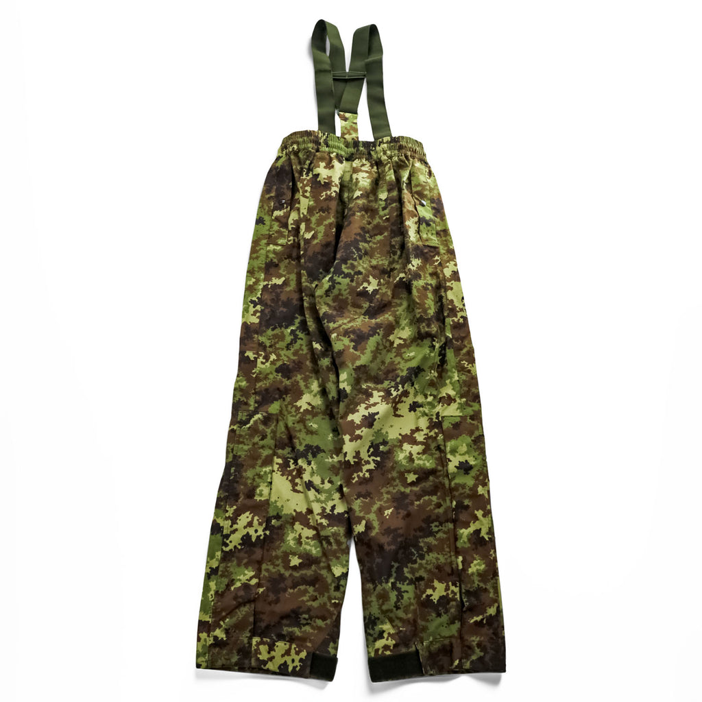 Italian Army Military Overpants オーバーオール レインパンツ L カーキ 防水 イタリア軍 オーバーパンツ サスペンダー付き ダブルニー ベジタトカモ E.I.