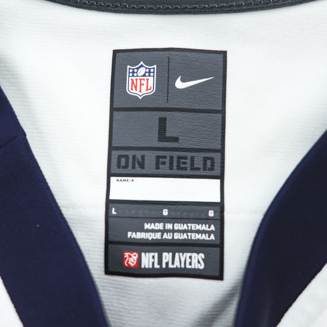 Nike NFL On Field White Football Jersey L Made in Guatemala