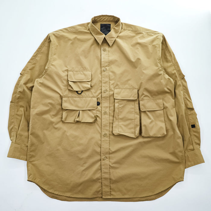 DAIWA PIER39 マルチポケット イージーシャツ 長袖シャツ M ベージュ Mulch Pocket Easy Shirt 撥水 オーバーサイズ BE-85020