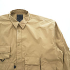 DAIWA PIER39 Mulch Pocket Easy Shirt Beige Khaki Oversized Polyester Size L BE-85020