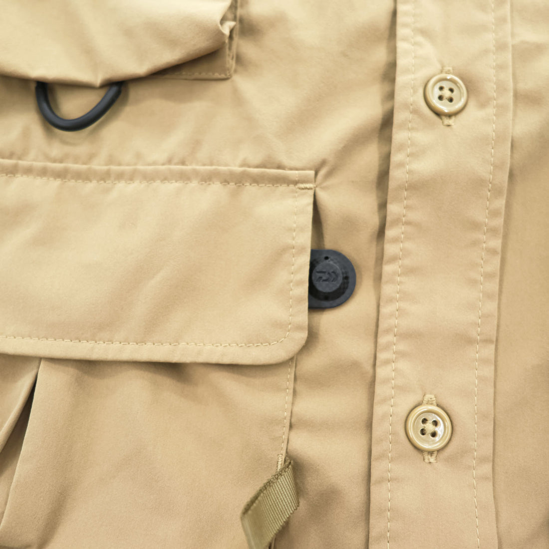 DAIWA PIER39 Mulch Pocket Easy Shirt Beige Khaki Oversized Polyester Size L BE-85020