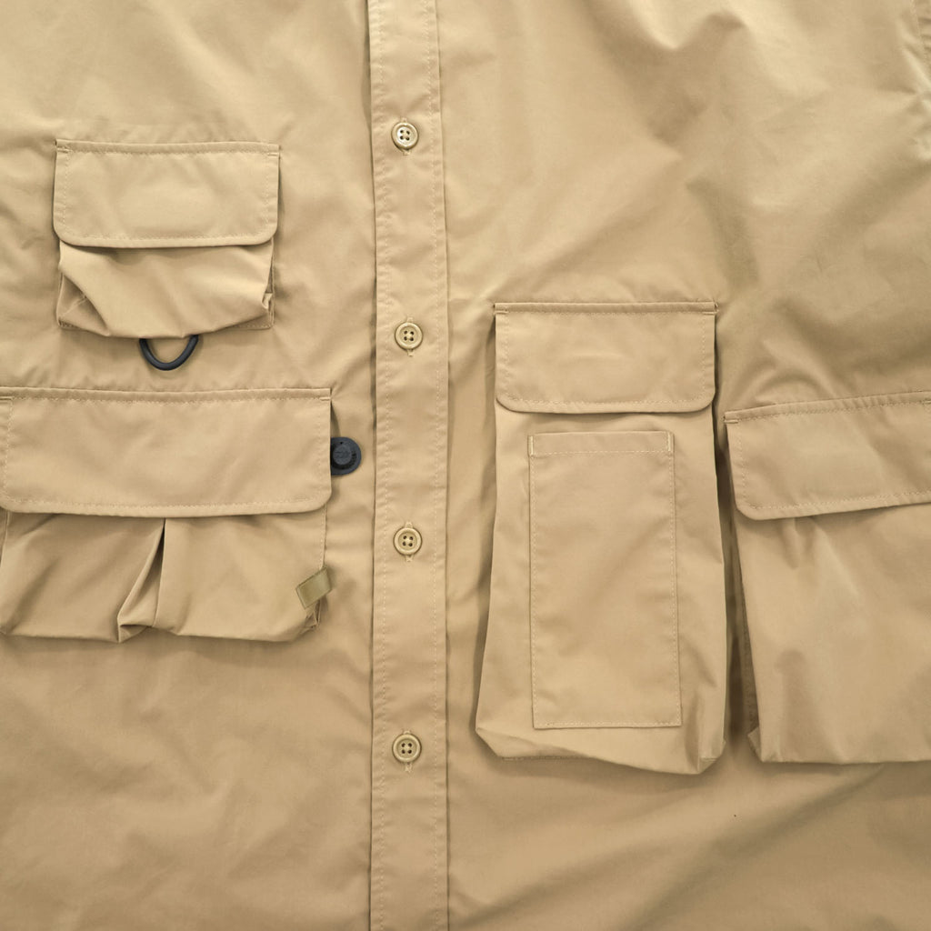 DAIWA PIER39 Mulch Pocket Easy Shirt Beige Khaki Oversized Polyester Size L BE-85020