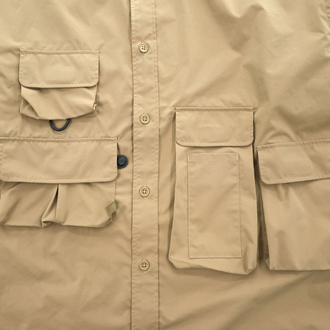 DAIWA PIER39 Mulch Pocket Easy Shirt Beige Khaki Oversized Polyester Size L BE-85020