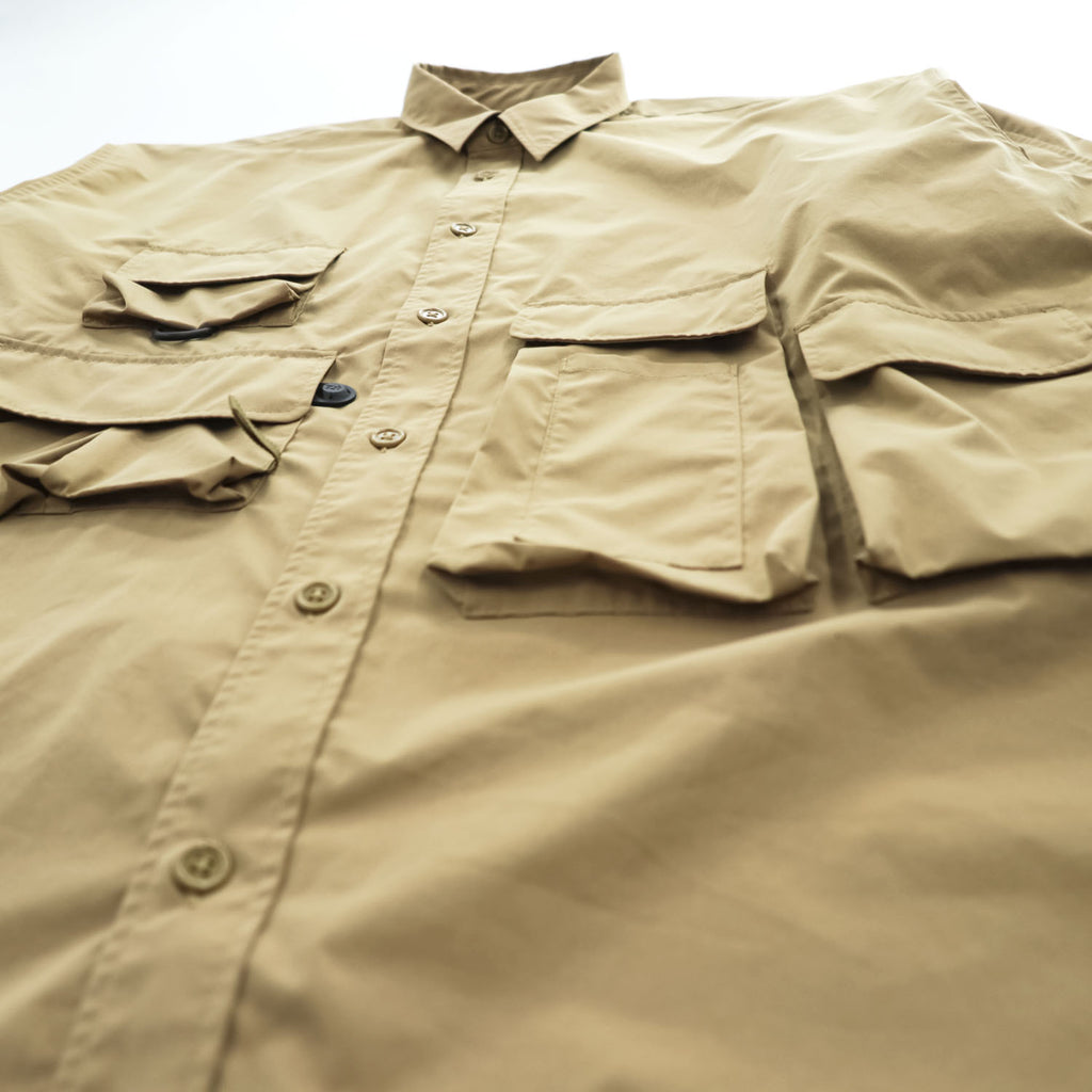 DAIWA PIER39 Mulch Pocket Easy Shirt Beige Khaki Oversized Polyester Size L BE-85020