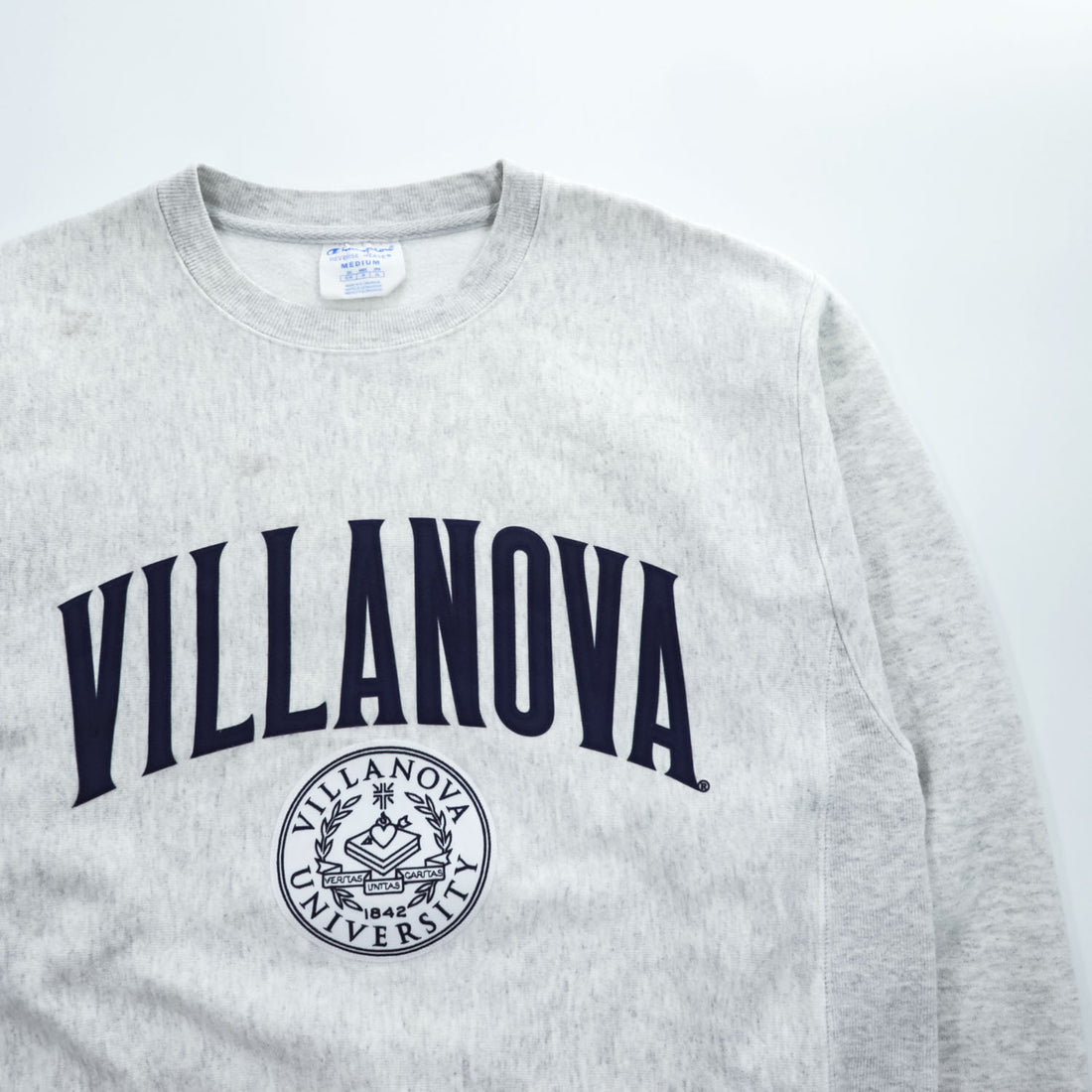 Champion リバースウィーブ REVERSE WEAVE スウェット トレーナー XL グレー 裏起毛 VILLANOVA カレッジ アーチロゴ ワッペン