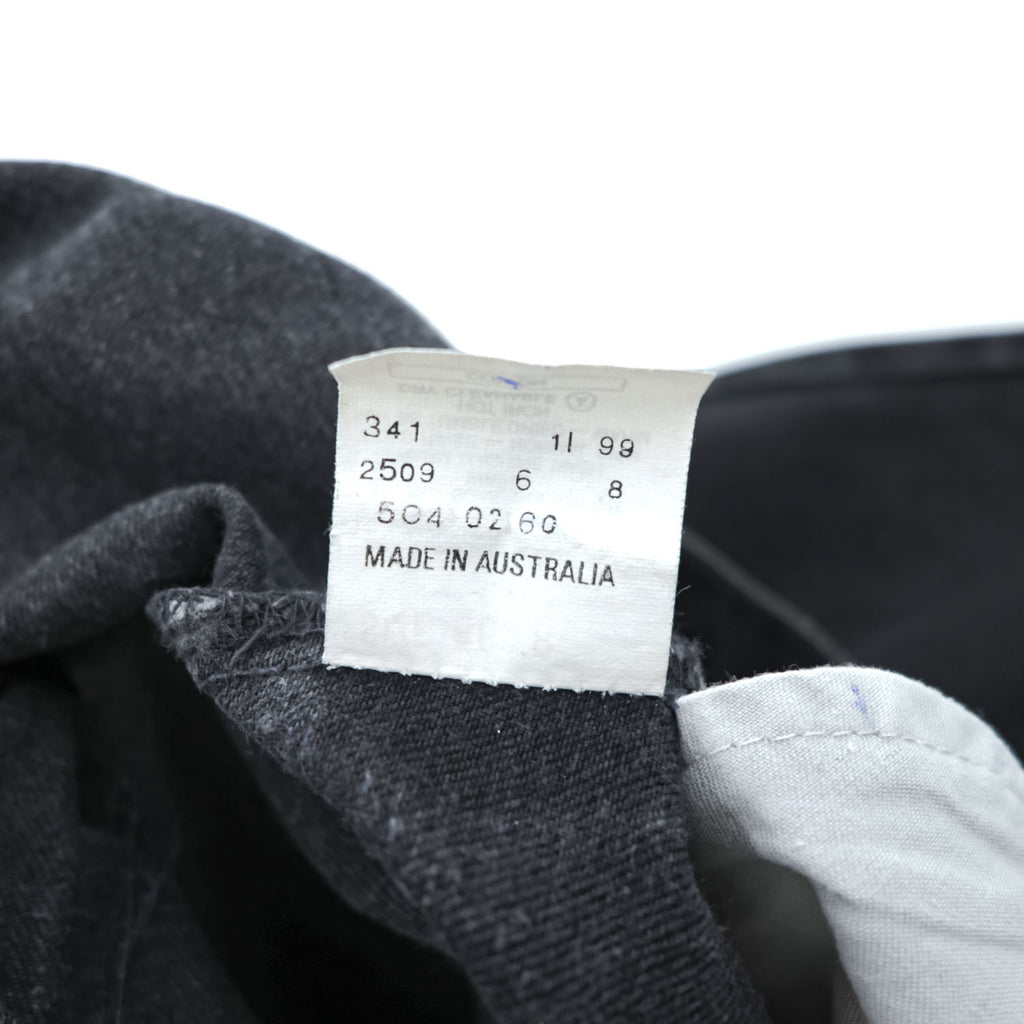 Levi’s 504 Black Denim Jeans W34 L32 1999 Made in Australia Straight Fit Cotton
