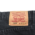 Levi’s 504 Black Denim Jeans W34 L32 1999 Made in Australia Straight Fit Cotton
