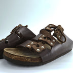 BIRKENSTOCK ドイツ製 ルカ LUCCA レザー スライドサンダル 27cm ブラウン レースアップ