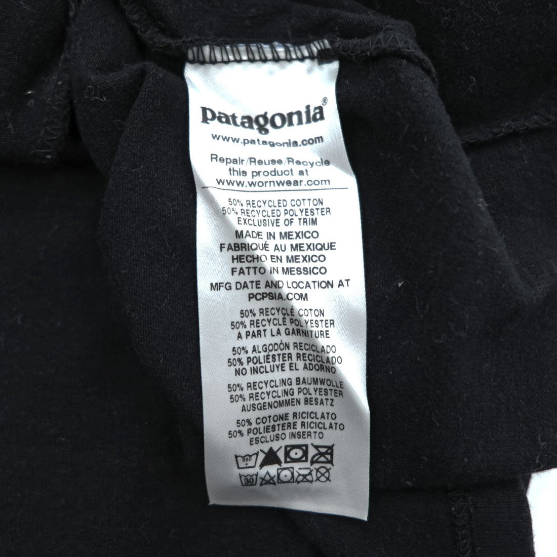 Patagonia P-6 Logo, Pocket, Responsibility, T-Shirt, Size S, Black, Back Print, 38512