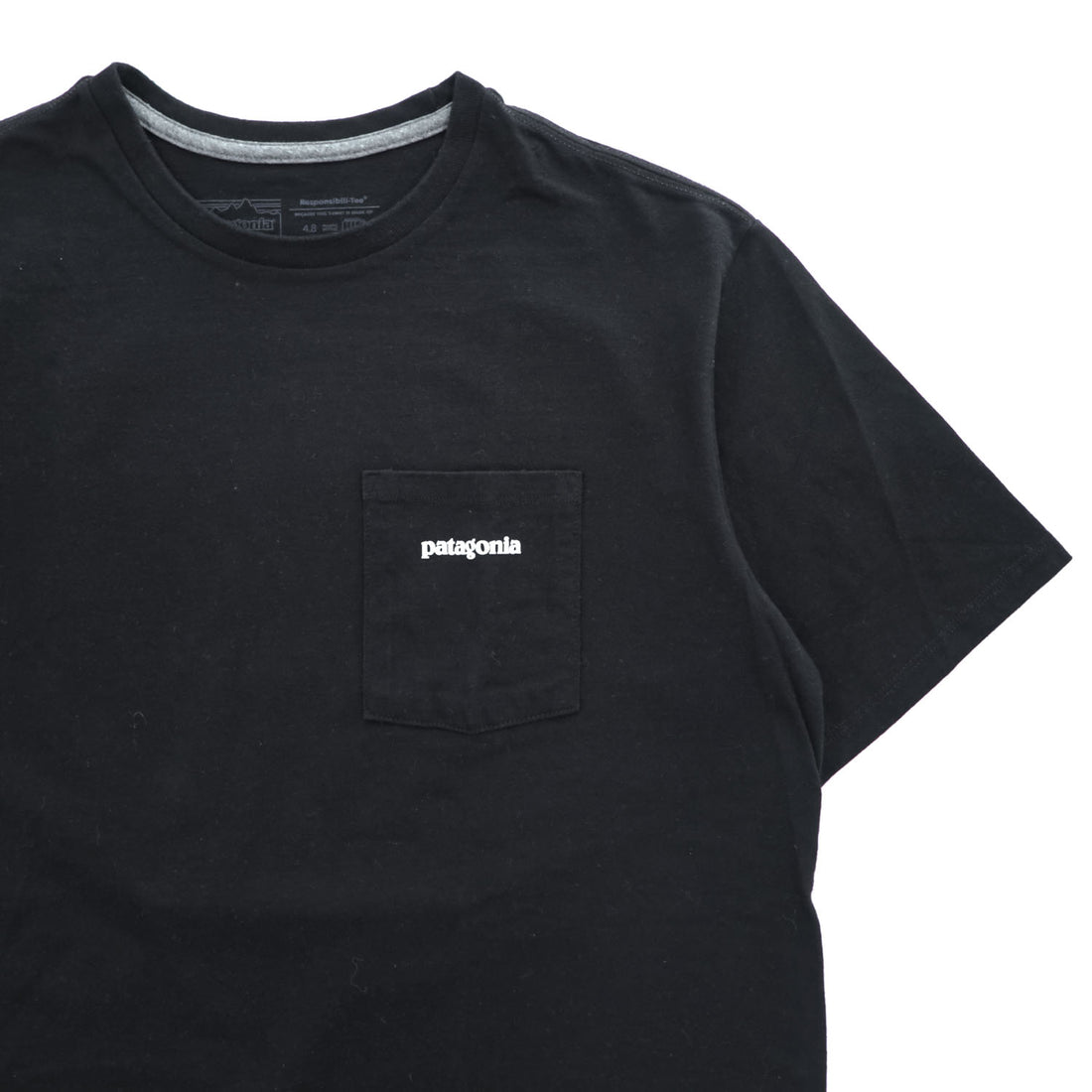 Patagonia P-6 Logo, Pocket, Responsibility, T-Shirt, Size S, Black, Back Print, 38512