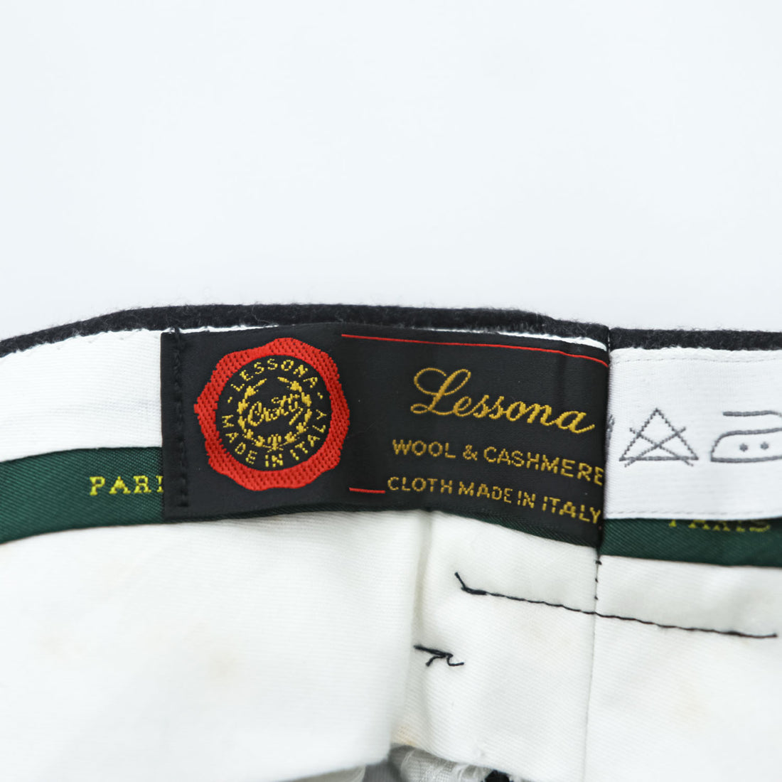 LONGCHAMP イタリア製 カシミア混 2タック ワイド スラックス パンツ XL チャコール プリーツ LESSONA SUPER 120'S 未使用品
