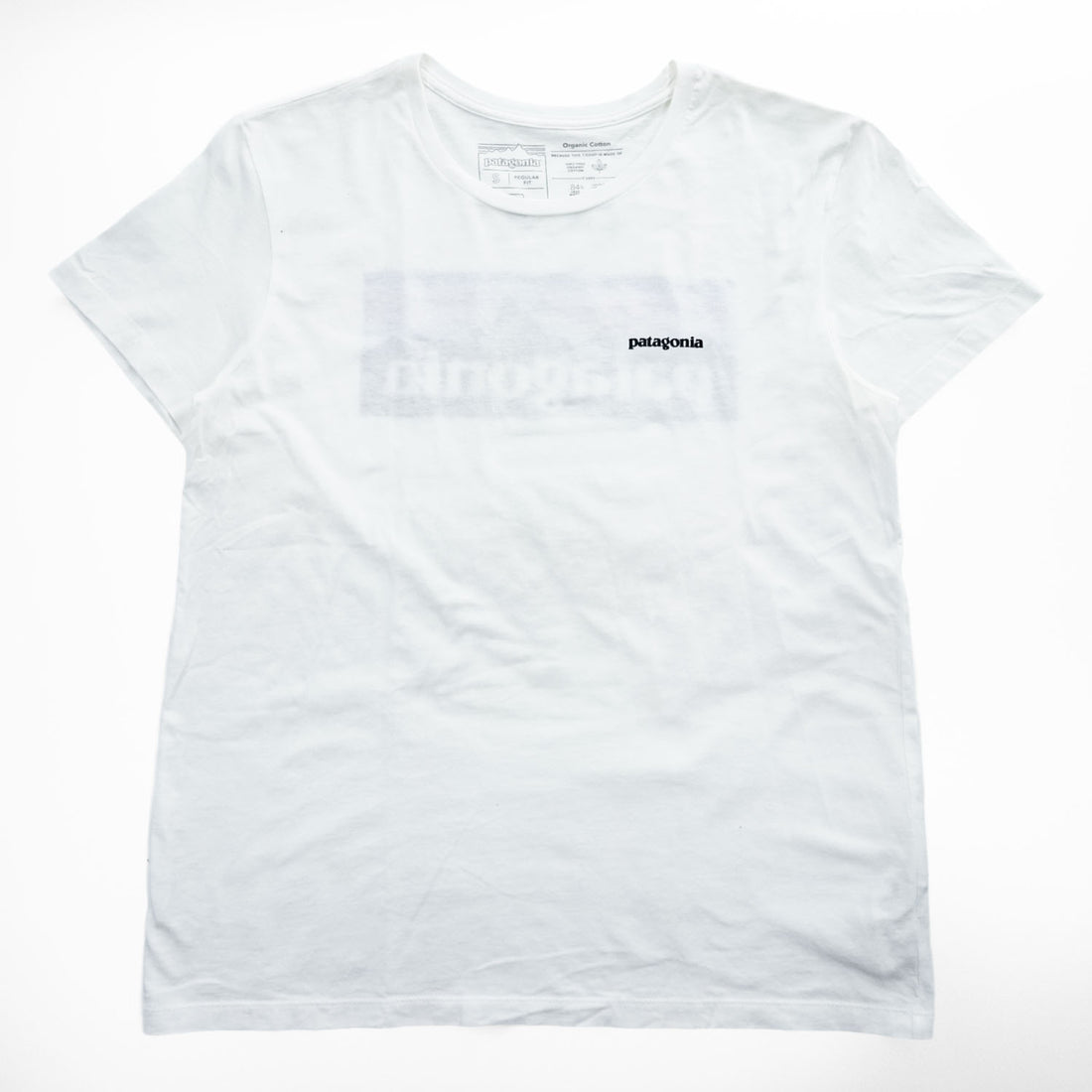 Patagonia P-6ロゴ オーガニックコットン Tシャツ S ホワイト バックプリント クルー REGULAR FIT 38587