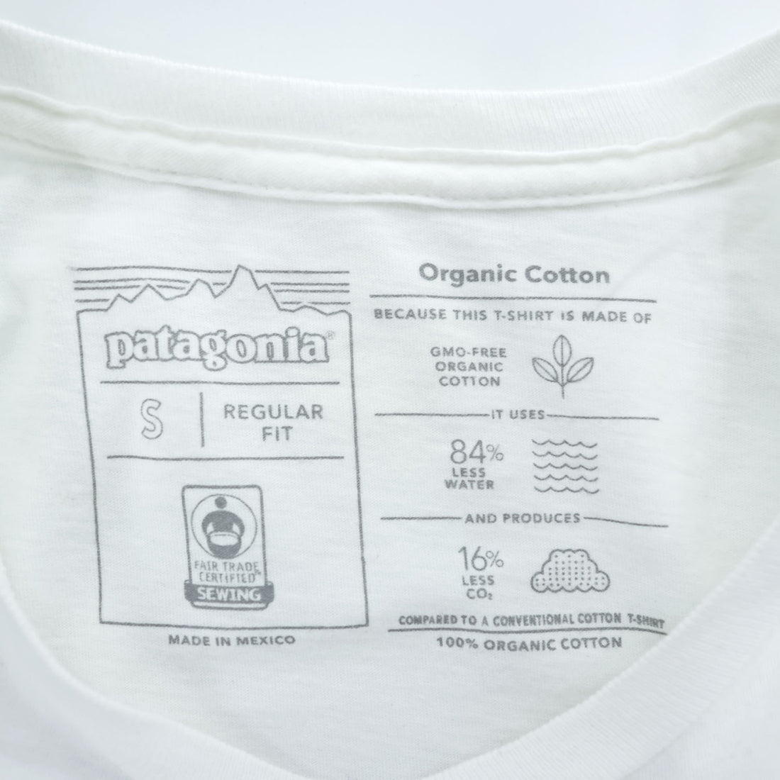 Patagonia P-6ロゴ オーガニックコットン Tシャツ S ホワイト バックプリント クルー REGULAR FIT 38587