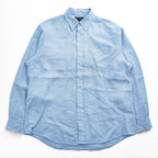 Brooks Brothers アイリッシュリネン 長袖シャツ L ブルー 麻100% IRISH LINEN ボタンダウン