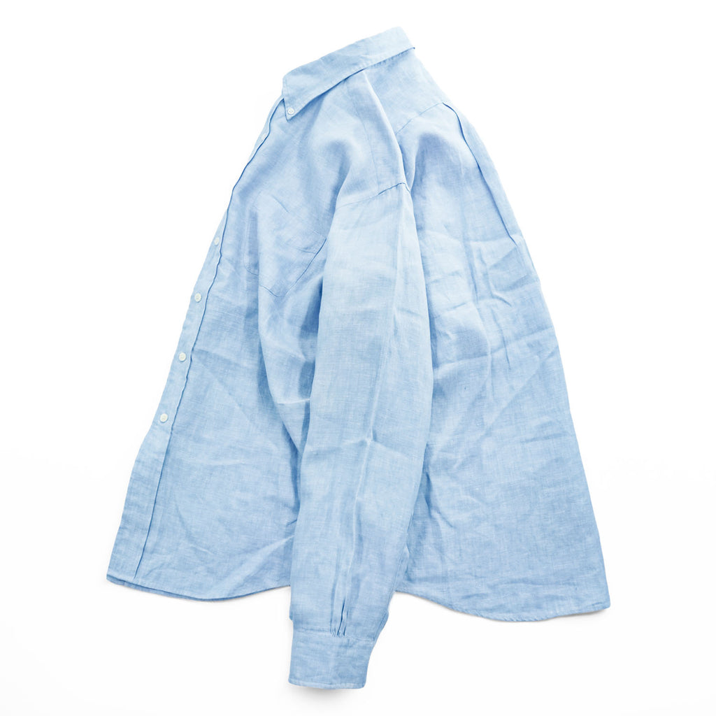 Brooks Brothers アイリッシュリネン 長袖シャツ L ブルー 麻100% IRISH LINEN ボタンダウン