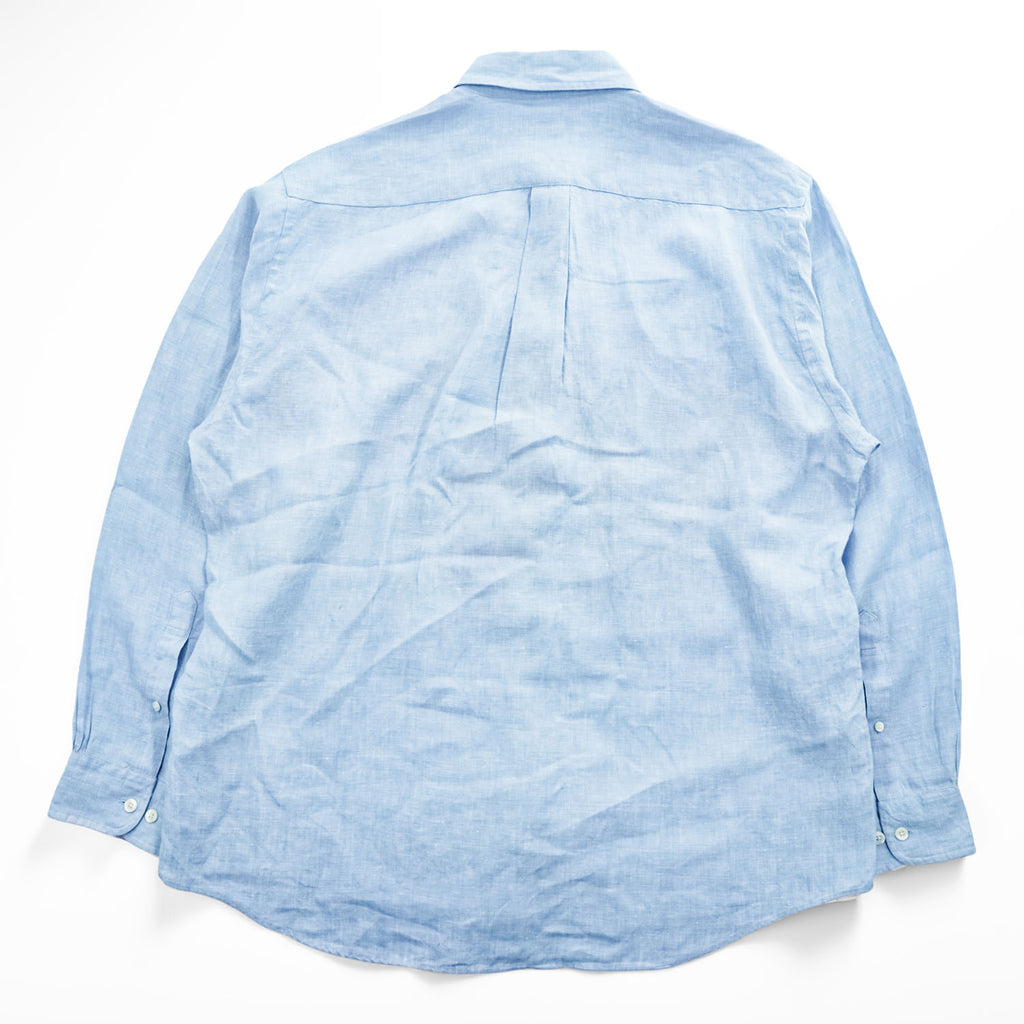 Brooks Brothers アイリッシュリネン 長袖シャツ L ブルー 麻100% IRISH LINEN ボタンダウン