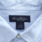 Brooks Brothers アイリッシュリネン 長袖シャツ L ブルー 麻100% IRISH LINEN ボタンダウン