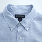 Brooks Brothers アイリッシュリネン 長袖シャツ L ブルー 麻100% IRISH LINEN ボタンダウン