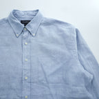 Brooks Brothers アイリッシュリネン 長袖シャツ L ブルー 麻100% IRISH LINEN ボタンダウン