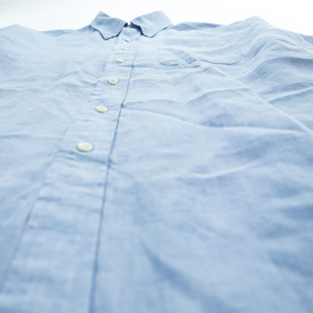 Brooks Brothers アイリッシュリネン 長袖シャツ L ブルー 麻100% IRISH LINEN ボタンダウン